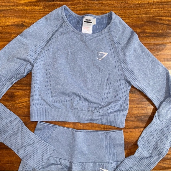 Gymshark 2-Piece Set Adapt Ombre Seamless Long Sleeve Crop Top & Leggings Size S - Picture 2 of 4